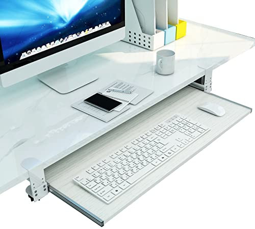 KHLMSRXJ Keyboard Drawer Tray with Slides Rails - Under Desk Sliding Keyboard Tray,Ergonomic Desk Extender/White/75 * 30Cm