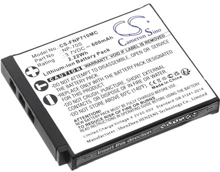 TECHTEK Battery 600mAh compatible with [Fujifilm] Instax Mini 99 replaces NP-70S