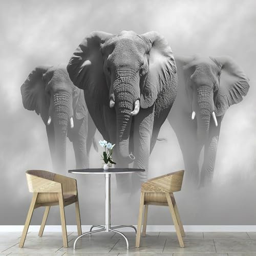 ANALTIRCE Wandbild Tapete Schwarzer Afrikanischer Elefant Tapeten 150×105 cm Foto Tapete Schlafzimmer Wohnzimmer，Moderne Tier Bildtapete 3d Effekt Wandtapete