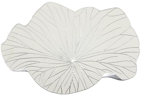 Lirzxin Platzsets 2er Set, Platzdeckchen Set Abwaschbar Hitzebeständig rutschfest Blattförmig PVC Tischsets für Küche, Weiß Silber, 46.5x30CM