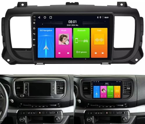 Auto Radio Autospieler GPS Navigation Carplay/Android Autoradio 9 Zoll HD-Touchscreen Player, Ersatz für Citroën Jumpy 3/Spacetourer Bus V/Peugeot Expert/Proace Bus Kasten MDZ/Proace Verso Bus MPY