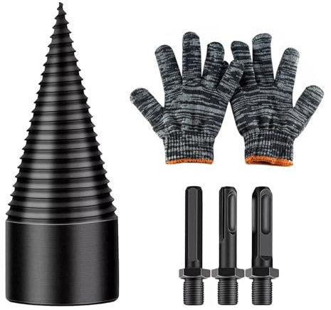 sports flyfree 50mm Holzspalter Kegelspalter Bohrer Drillkegel Spaltbohrer Holzspalter Schraube Kegel mit Handschuhe Für Bohrmaschine