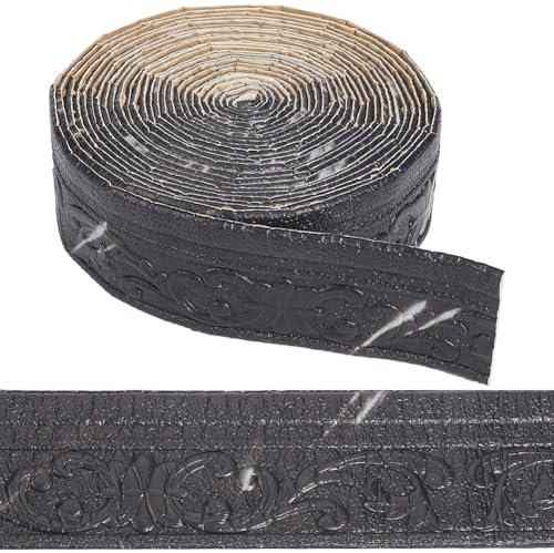 CRASPIRE 394 x 3.14in Peel And Stick Crown Molding Autoadesivo Flessibile 3D Nero Marmo Grana Carta Da Parati Bordo Battiscopa Bordo Specchio Adesivo Parete Bordo Linee di Base Schiuma per Hotel Bagno
