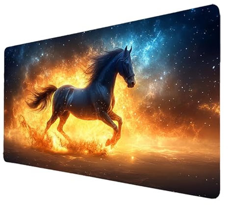 Alfombrilla Ratón xxl 500 x 250 x 3mm Alfombrilla RatóN Gaming Negro Mejorar la precisión y la velocidad, Protector Escritorio Impermeable y Antideslizante, Tapete Escritorio Caballo para PC 4649
