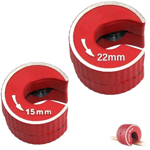 VZU 2PCS Pipe Cutter 15mm and 22mm Copper Pipe Cutter, Tube Cutter Set with 2 Pipe Cutting Wheel Blades, Pipe Slice for Cutting Copper, Brass, PVC, Aluminum(Red)