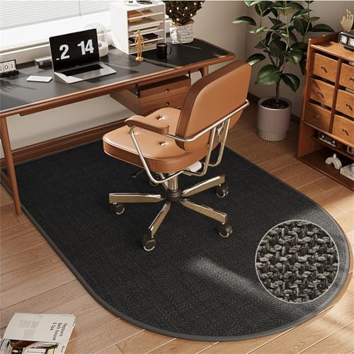Highdi Grande Tappeto Sedia Ufficio Gaming, Antiscivolo Tappeto per Sedia con Ruote, Lino Antigraffio Tappetino Protettivo del Pavimento per Parquet e Piastrelle (Antracite,60x120cm)