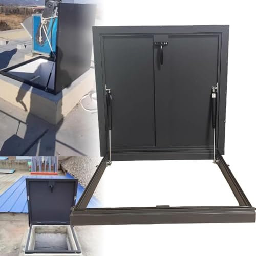 Dachzugangsluke, Stahlkellerausgangstür, Dachbodentreppen-Öffnungsdeckel mit Gasdruckfeder, Dach-Notlukenabdeckung, Schachtzugangs-/Notlukenkappen für Gassenhöfe,80x80cm