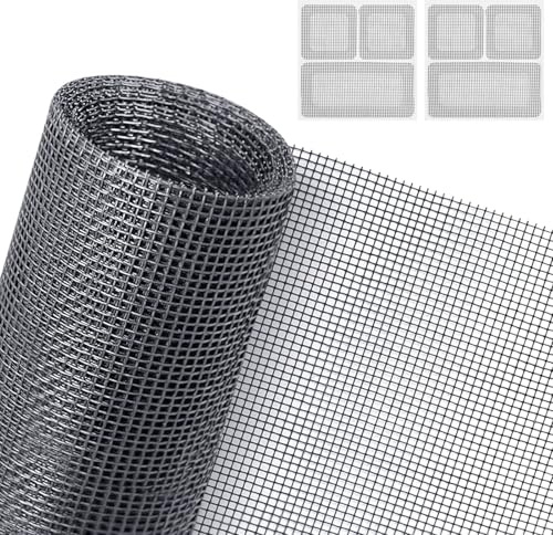 AXFEE Tela Mosquitera por Metros,130x150CM Mosquiteras para Ventanas,Gris | Mosquitera cortada a medida DIY con 2 autoadhesiva parche mosquiter, mosquitera universal, para ventanas y puertas
