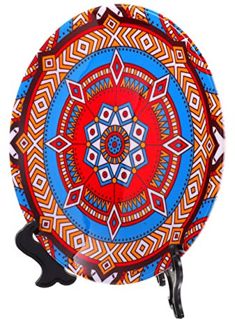 Cabilock Dekorativer Wandteller aus Keramik Boho Mandala Design Vielseitige Servierplatte für Snacks Pasta und Desserts für Zuhause und Büro