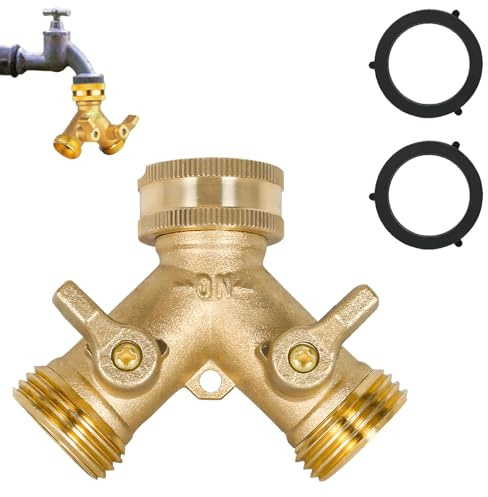 3pcs Robinet Double Machine A Laver,3/4 2 Voies Raccord En Y Pour Tuyau D'arrosage,Double Robinet Machine A Laver,Raccord Machine ALaver,Robinet Double,Avec Vannes Marche,Pour Connexion De 2Appareils