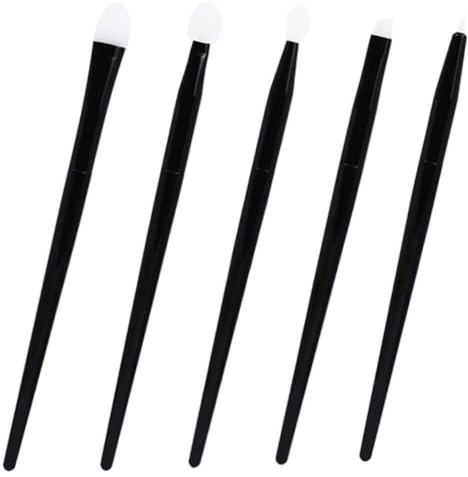 Anneome Set di Pennelli per Make-up in Silicone 5 Pezzi, Applicatori per Ombretto e Rossetto Custodia in Alluminio, Resistente e Portatile per Uso Quotidiano e Professionale