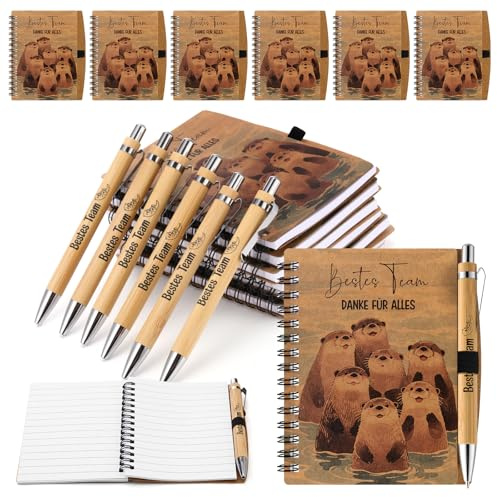 Sinmoe 6 Set Team Geschenk für Kollegen Abschiedsgeschenke für Kollegen | A6 Notizbuch Team, Kugelschreiber, Team Geschenke, Mitarbeiter Geschenke Weihnachten