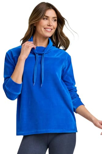 Amber Ladies Funnel Neck Velour Sweatshirt, Soft Cosy with Drawcord Neck & Side Split Hem | Warm Winterwear