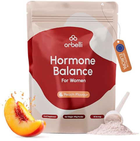 Orbelli Hormon Balance Frauen – Inositol Pulver bei PCOS & PMS, Pfirsich | Myo & D-Chiro-Inositol mit Folsäure & B6 – Zyklus & Kinderwunsch. Vegan