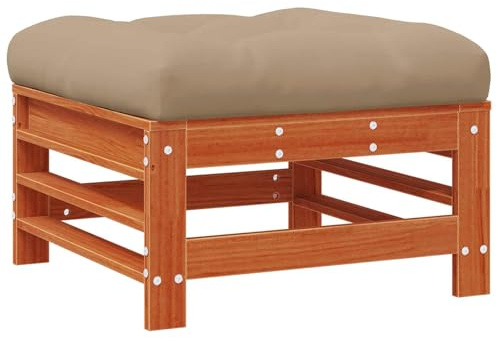 vidaXL Gartenfußstütze Massives Kiefernholz Wachsbraun, Garten- und Terrassenlounge, moderne modulare Sofa, witterungsbeständig, anpassbare Sitzgruppe, Schaumstoffkissen