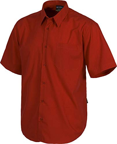 WORKTEAM Camisa de Manga Corta con Cuello Clásico, Botones y Bolsillo de Pecho, Tejido Ligero. Hombre Rojo 42