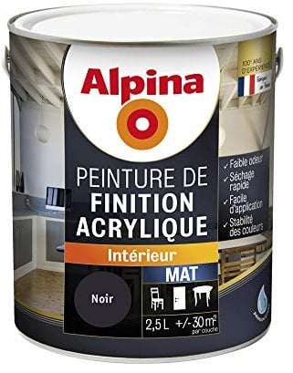 ALPINA Peinture de finition - Acrylique - Mat Noir 2,5L 30m²