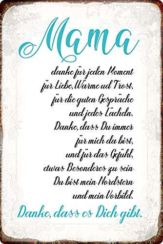 Blechschild 20x30cm gewölbt Mama danke für jeden Moment Spruch Sprüche Deko Geschenk Schild