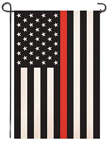 Shmbada Dünne rote Jute-Flagge – schwarze, weiße und rote Streifen, amerikanische Ehrenwehrfahne, hochwertig, doppelseitig, dekorativ für den Außenbereich, 32,5 x 47,8 cm