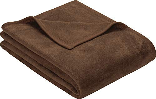 Erwin Müller Wohndecke, Wolldecke, Kuscheldecke Dunkelbraun Größe 150x200 cm - strapazierstark, weich, temparaturausgleichend (weitere Farben, Größen)