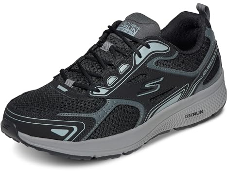 Skechers Men's GOrun Consistent-Athletic Workout Running Walking Shoe Sneaker with Air Cooled Foam, Black Leather/Synthetic/Gray Trim, 10.5 UK