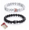 Huture Paare Armband Naturstein Perlen Armbänder mit König und Königin Krone 8 mm Perlen Armband mit Geschenkbox für Liebhaber Paar Partner Geschenke, Bereift Schwarz Achat Weiß
