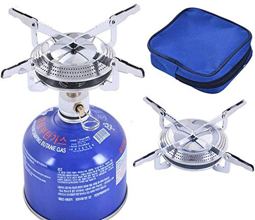 HANGYAN Portable Mini Gas Burner - Titanium Camping Cookware Set for Outdoor Picnic and BBQ - 17x7cm
