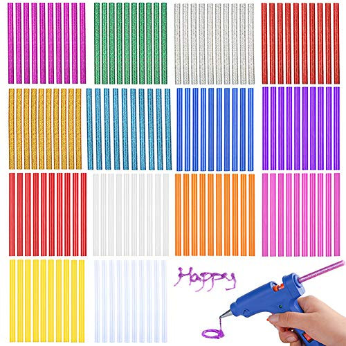 Heißklebesticks CHEPL 140PCS Farbige Heißklebestifte Bunt Klebesticks Schmelzklebestifte DIY Craft Klebestift 7x100mm für Heißklebepistolen, Klebestick zum DIY und Reparieren