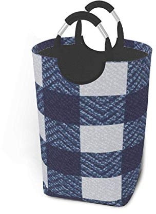 ZCHW Laundry Hamper Blue Jeans Lattice Traditional Abstract Background Laundry Basket Dirty Clothes Bag Foldable Bucket Washing Bin 50L