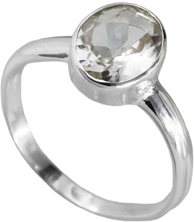 I-be, Bergkristall Edelstein Ring 925 Sterling Silber 100722/8x10 (58)