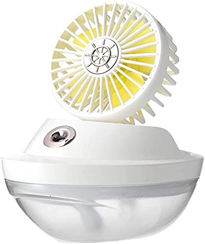 ZRDSZWZ Mini ventilateur de table portable fiable avec brumisateur, ventilateur de refroidissement, humidificateur sans fil, humidificateur avec veilleuse (couleur : blanc)