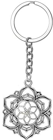 Porte-clés Fleur De Lotus Fleur De Vie Argenté