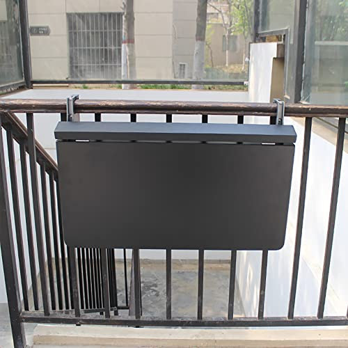 JMCAJIE Balkontisch Geländer Verstellbar Metall Klapptisch Wandklapptisch,Balkonhängetisch Klappbar, Balkon Balkonmöbel Kleiner, Outdoor-Tisch Hängetisch Für Kaffeetisch Terrasse Camping Gartentisch