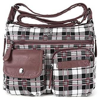 Angelkiss Crossbody-Taschen für Damen, Schulterhandtaschen und Geldbörsen, mittelgroß, Kunstleder, 357white/pink, Large