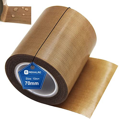 REKALRO Teflon-Klebeband/PTFE-Klebeband, Hochtemperaturkleber, 3D-Drucker-Hochtemperaturband, Vakuumierband, Isolierband für Vakuumiermaschine, Hand- oder Impulsversiegeler (70 mm x 10 m)