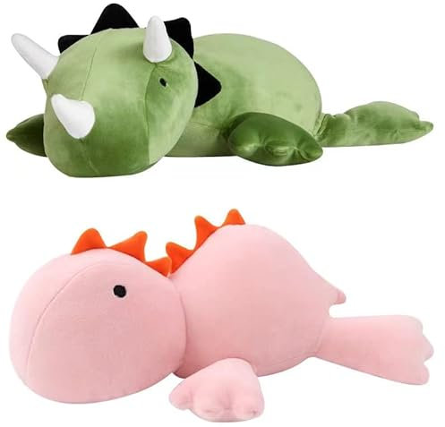 MASINIES Jouet en peluche dinosaure – Oreiller en peluche mignon – Oreiller en peluche douce (rose)