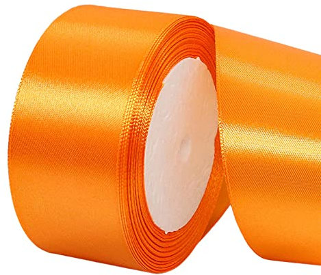 POPOYU Ruban de Satin Orange 40mmx23m,Ruban Boite Gateau Ruban Orange Satin pour Cadeau Emballage,Ruban Tissu pour Noel Cérémonie Mariage Artisanat Décoration,Bouquet Voitures, Anniversaire