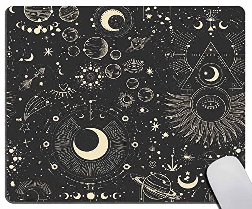 Tapis de souris motif lune, soleil, astronomie, planètes, décoration de bureau pour homme et femme, accessoires de bureau, tapis de souris astrologie étoiles, cadeau pour collègue, tapis de souris