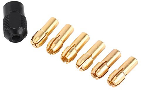 7pcs/Set Collet Chuck Sleeves Mini Mandrino Milwaukee Collet Including 1mm-3.2mm with Black Plastic M8×0.75 CoverFits Rotary Tools
