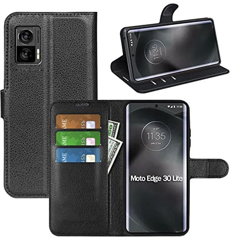 betterfon Handyhülle Kompatibel mit Motorola Moto Edge 30 Neo | Premium Qualität TPU Klapphülle für Moto Edge 30 Neo mit Kartenfächern | Magnetverschluss Handyhülle | Schwarz