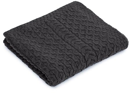 SAOL Überwurf aus weicher Irischer Merinowolle Bettüberwurf Aran Gestrickte Kuscheldecke 152 cm x 91 cm, Anthrazit