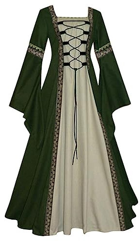 AMDOLE Elegante Sommerkleider für Damen, Gothic, Vintage, Cosplay, langes Kleid, Bodenkleid, Strick-Sommerkleid, grün, 5XL