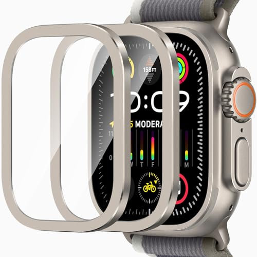 ZZDZZ 2 Pezzi Protezione Schermo Compatibile con Apple Watch Ultra/Ultra 2 49mm, HD Chiaro Anti-Graffio Vetro Temperato Film per iWatch Ultra/Ultra 2 49mm (Originale)