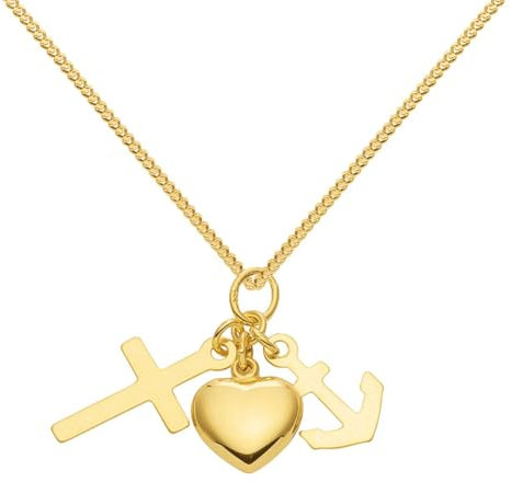 Gold Anhänger Glaube-Liebe-Hoffnung mit Goldkette 333-8 Karat Gold, Kettenlänge:36 cm Kindergröße