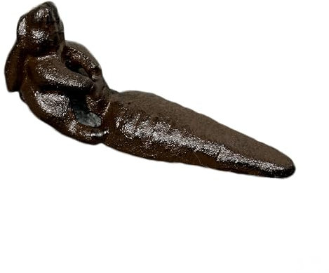 Rabbit with Carrot Door Wedge Antique Brown Cast Iron Cute Animal Heavy Stopper