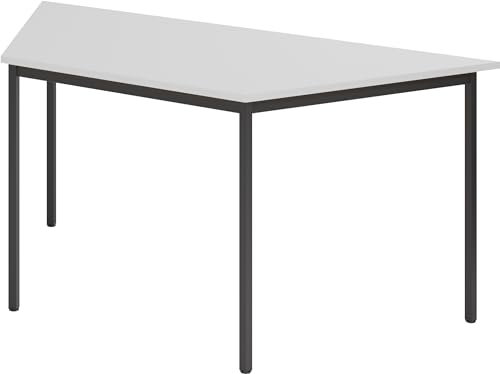 bümö Trapez-Tisch, Multifunktionstisch 160 x 69 cm in Grau/Schwarz - Besprechungstisch, Konferenztisch, Meetingtisch, Mehrzwecktisch, Pausentisch für Besprechungsraum, Meetingraum