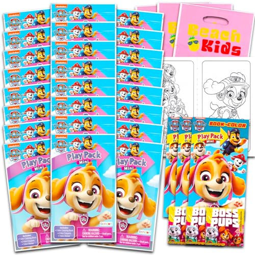 Nickelodeon Paw Patrol Skye Mini-Partygeschenk-Set für Mädchen – Paket mit 24 Skye Paw Patrol Spielpackungen mit Malvorlagen, Aufklebern, mehr für Kleinkind-Mädchen (Skye Geburtstagsparty-Zubehör)