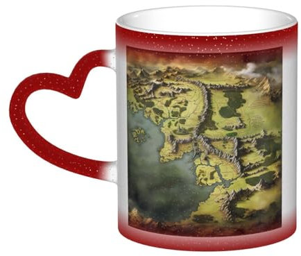 VducK Mittelerd-Karten-Druck, Farbwechsel-Tasse, 325 ml, personalisierbar, magische Tasse, Teetasse, Keramik-Kaffeetasse, wärmeaktivierte Farbwechsel-Tasse