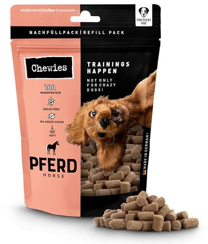 Chewies Trainings-Happen Pferd Hundeleckerli getreidefrei, Soft und ohne Zucker - Monoprotein Hunde-Leckerlis in der wiederverschließbaren Verpackung - Made in Germany (6 x 175 g)