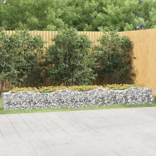 Tidyard Lit Surélevé à gabions arqué 400x50x50 cm Fer galvanisé Bac de Plantation pour Cultiver Fleurs, Herbes, Plantes, Extérieur Jardinière Potager pour Terrasse et Balcon